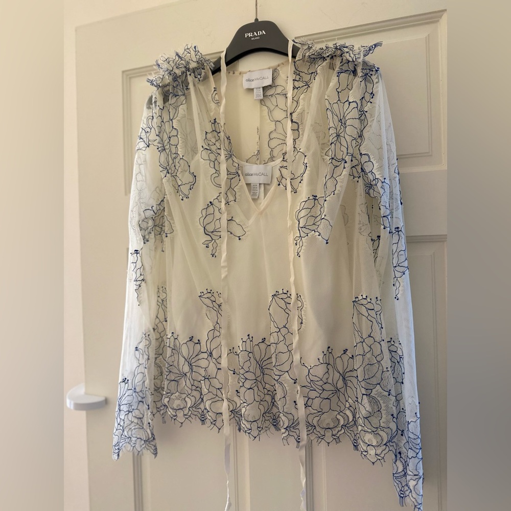 Alice McCall Let It Be Blouse Creme & Cobalt